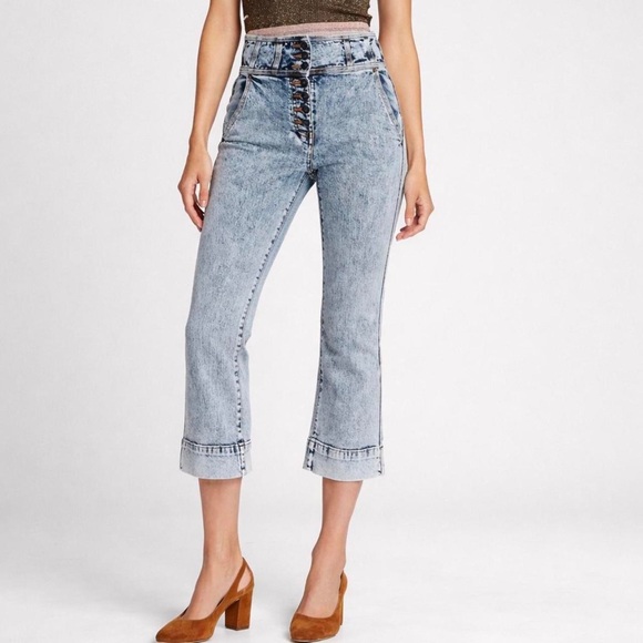 Ulla Johnson Denim - Ulla Johnson Ellis Acid Wash High Rise Cropped Jeans